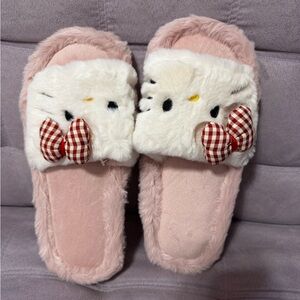 Cute Pink and White Furry Slippers